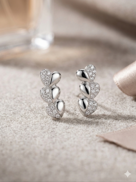 Moissanite Jewelry - Moissanite 0.5CTW NWT 925 Silver Heart Push Back Earrings